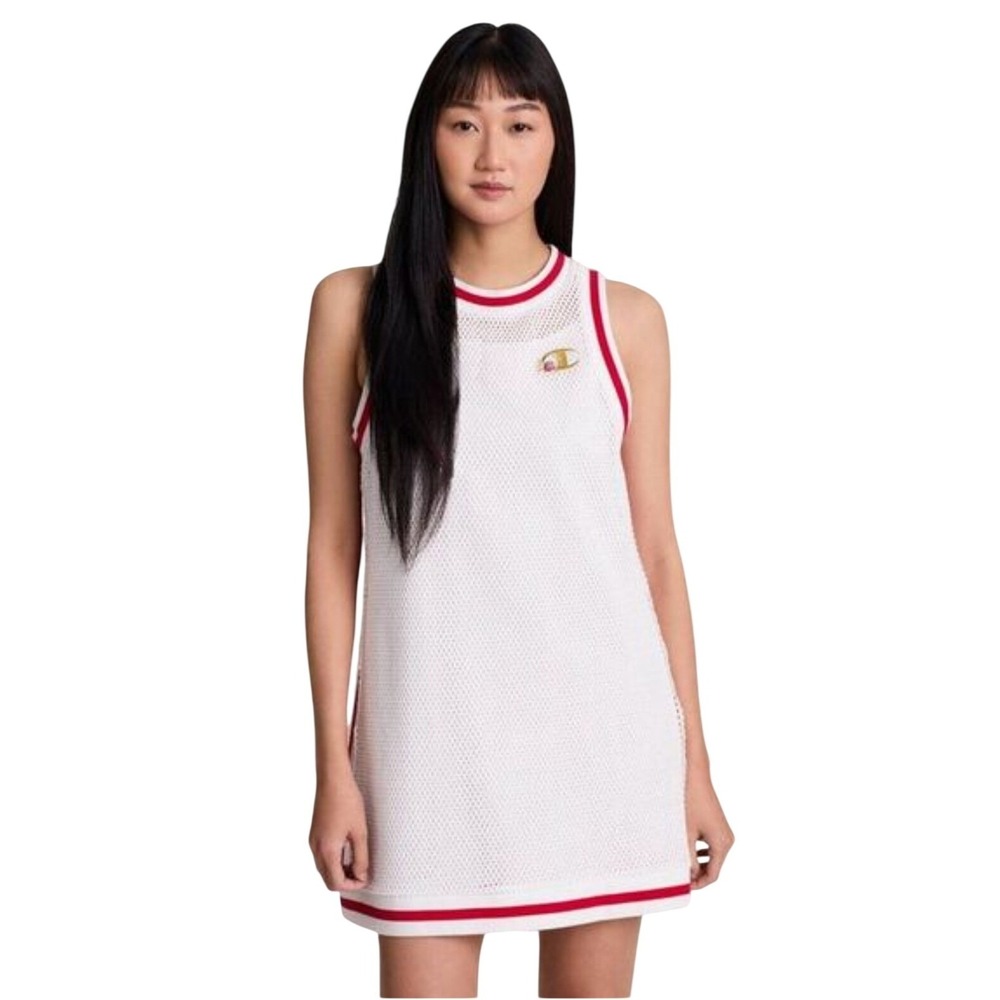 Champion Goalkeeper Crochet Dress White Red Rose Logo CPW262SD12003 Medium